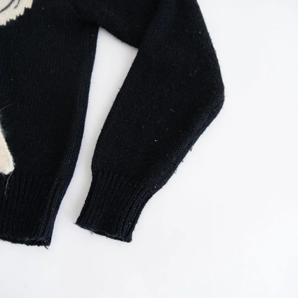 Vintage Joslen Smith  Black with Gold Detail V-Neck Sweater LG - Picture 5 of 12